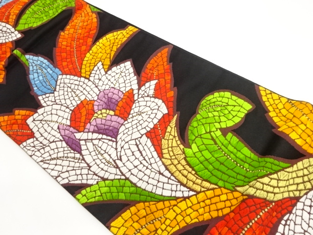 花模様織出し袋帯